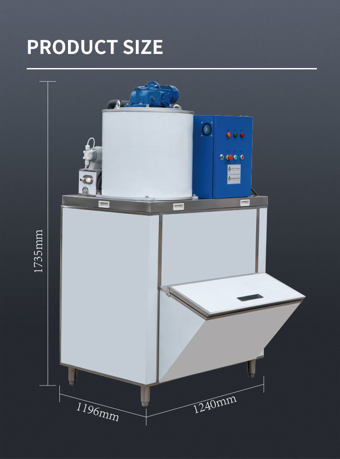 Автоматическая машина для производства чешуйчатого льда, коммерческий 1 тонна/24 часа, льдогенератор для хранения свежих морепродуктов 11