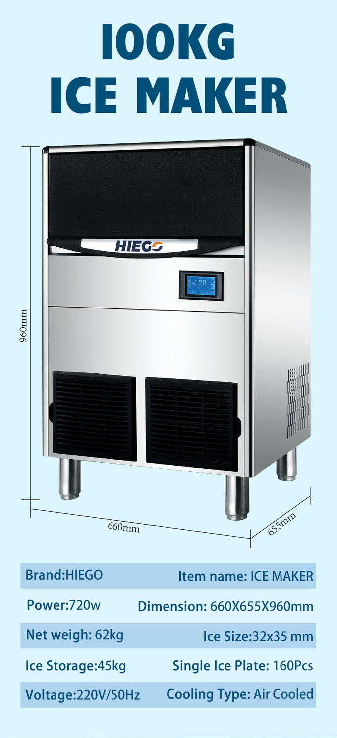 80 кг / 24 часа Crescent Ice Maker с воздушным охлаждением Портативный 80 кг промышленный льдогенератор 11