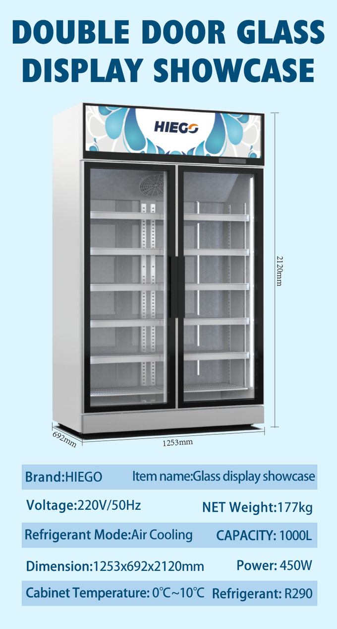 Автоматический разморозьте 3/4 охладителей дисплея стеклянного холодильника двери чистосердечных 9