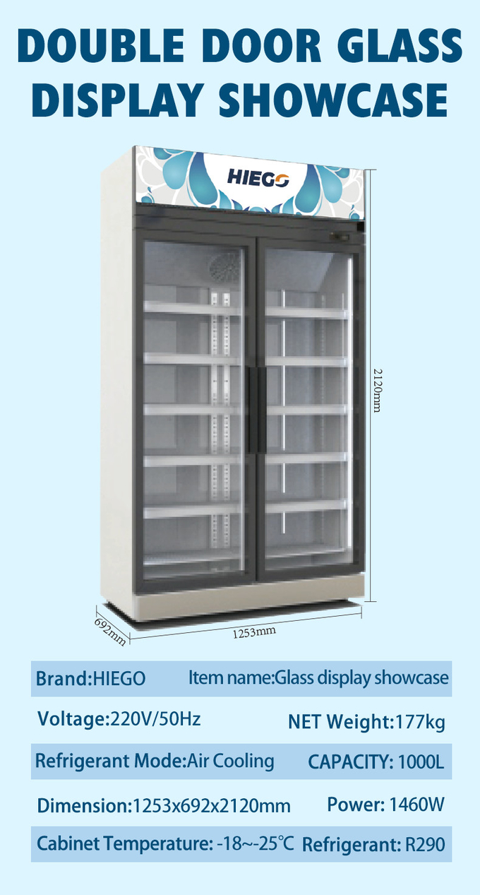 охладитель двери дисплея супермаркета холодного пива холодильника напитка 380L стеклянный 8