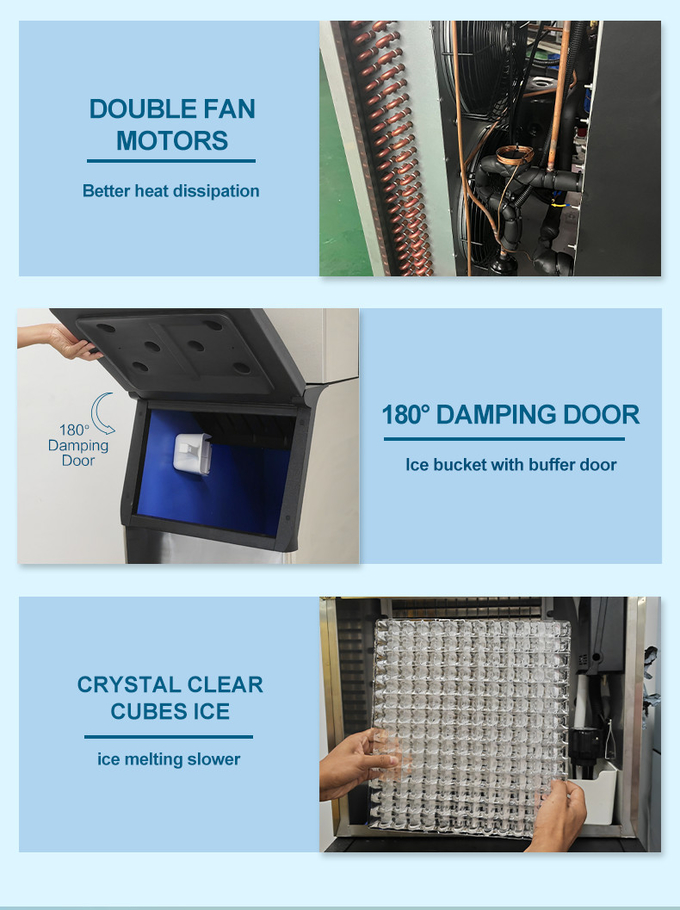 Ice Cube Maker 200KG / 24H Машина Полностью автоматическая машина для изготовления кубиков льда 3