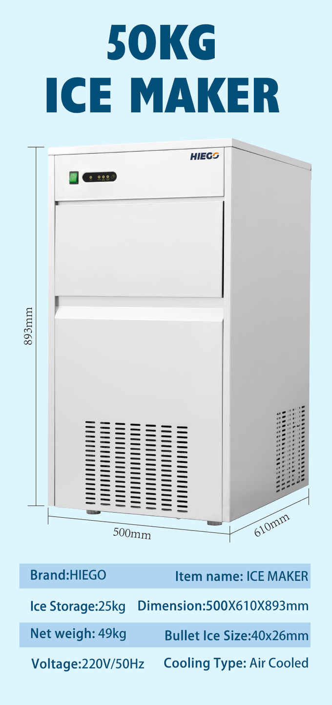 50-килограммовая портативная машина для льда самородков, коммерчески автоматическая машина для изготовления кубиков льда 6