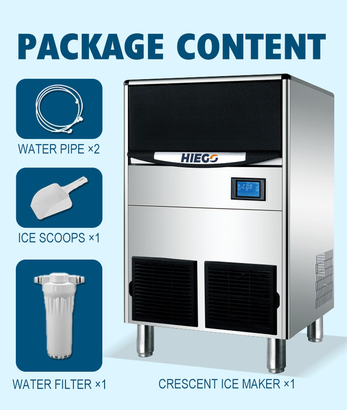 80 кг / 24 часа Crescent Ice Maker с воздушным охлаждением Портативный 80 кг промышленный льдогенератор 8