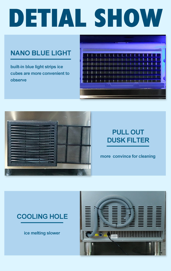 полностью автоматическое воздушное охлаждение льдогенератора холодильника машины для льда 35 кг 100 кг 6