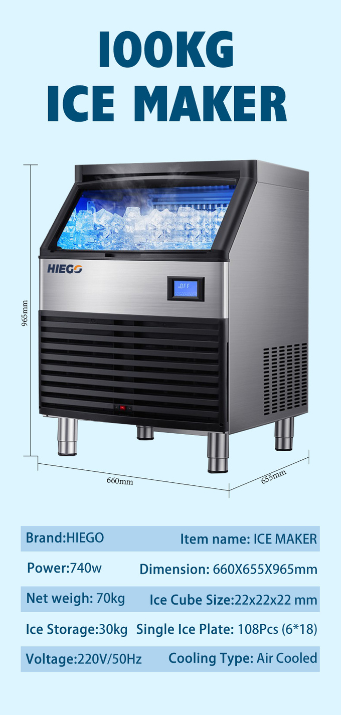 полностью автоматическое воздушное охлаждение льдогенератора холодильника машины для льда 35 кг 100 кг 8