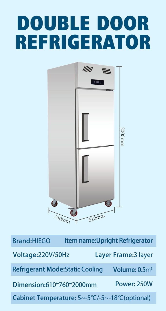 замораживатель нержавеющей стали 1000L для холодильника кухни вентиляторной системы охлаждения дверей мяса 4 вертикального 9